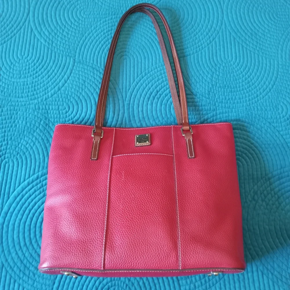 Dooney & Bourke | Lexington Red Pebble Grain Leather Tote Purse Handbag - Picture 2 of 16